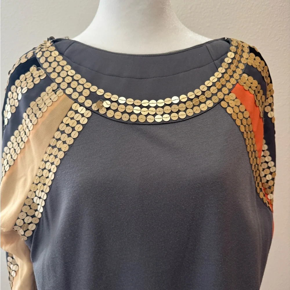 See by Chloé Gray Mini Dress with Sequined Stripes - Picture 7 of 9